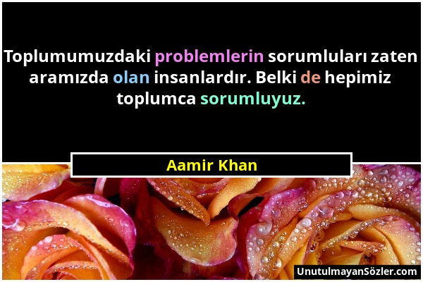 Aamir Khan - Toplumumuzdaki problemlerin sorumluları zaten aramızda olan insanlardır. Belki de hepimiz toplumca sorumluyuz....