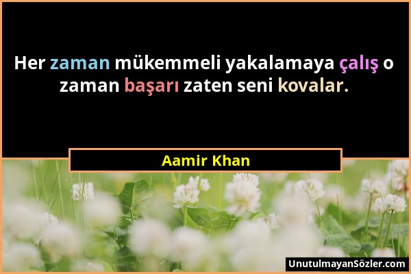 Aamir Khan - Her zaman mükemmeli yakalamaya çalış o zaman başarı zaten seni kovalar....