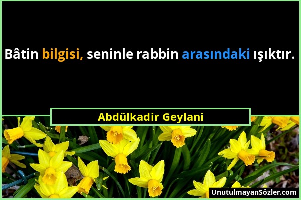 Abdülkadir Geylani - Bâtin bilgisi, seninle rabbin arasındaki ışıktır....