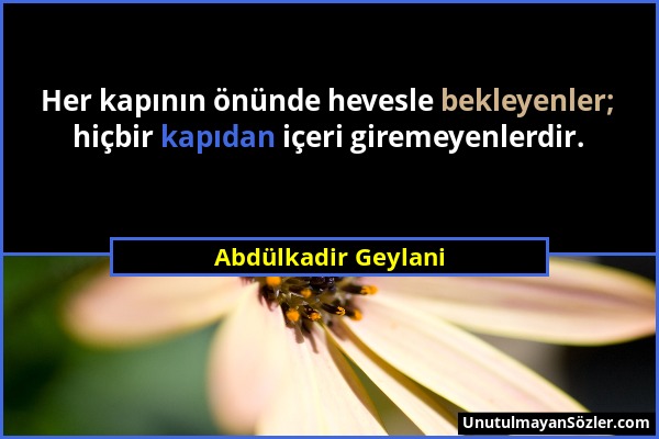 Abdülkadir Geylani - Her kapının önünde hevesle bekleyenler; hiçbir kapıdan içeri giremeyenlerdir....