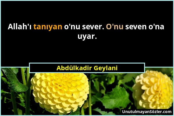 Abdülkadir Geylani - Allah'ı tanıyan o'nu sever. O'nu seven o'na uyar....