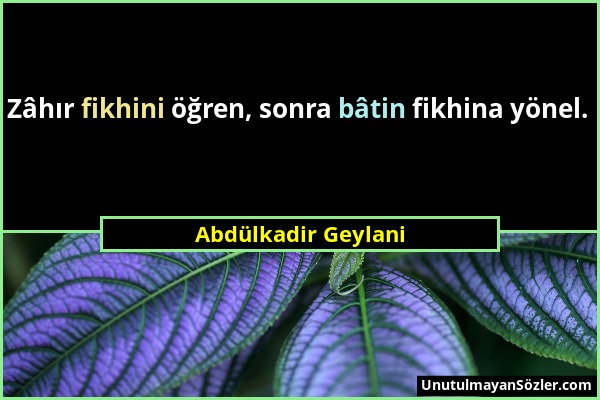 Abdülkadir Geylani - Zâhır fikhini öğren, sonra bâtin fikhina yönel....