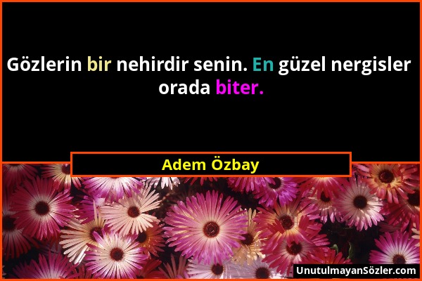 Adem Özbay - Gözlerin bir nehirdir senin. En güzel nergisler orada biter....