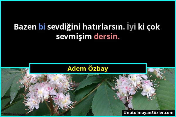 Adem Özbay - Bazen bi sevdiğini hatırlarsın. İyi ki çok sevmişim dersin....