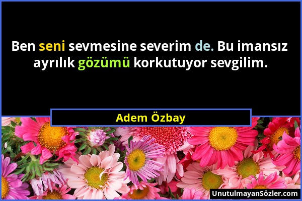 Adem Özbay - Ben seni sevmesine severim de. Bu imansız ayrılık gözümü korkutuyor sevgilim....