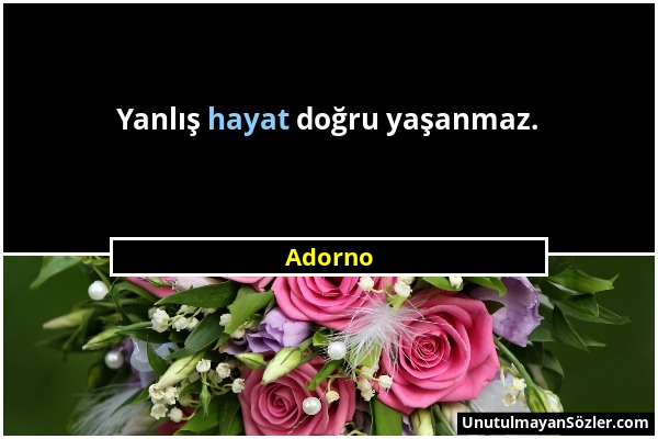 Adorno - Yanlış hayat doğru yaşanmaz....