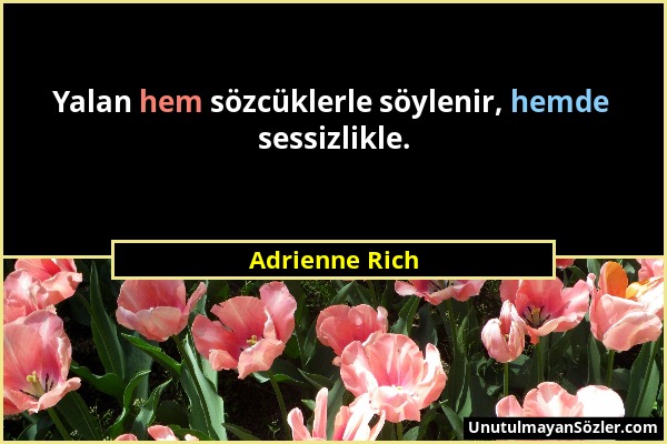 Adrienne Rich - Yalan hem sözcüklerle söylenir, hemde sessizlikle....