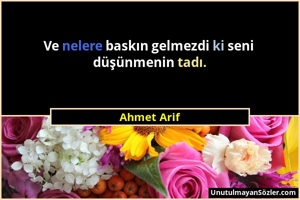 Ahmet Arif - Ve nelere baskın gelmezdi ki seni düşünmenin tadı....