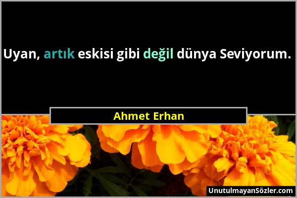 Ahmet Erhan - Uyan, artık eskisi gibi değil dünya Seviyorum....