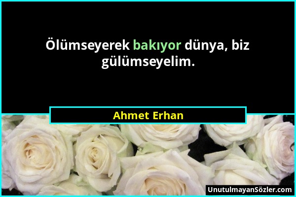 Ahmet Erhan - Ölümseyerek bakıyor dünya, biz gülümseyelim....