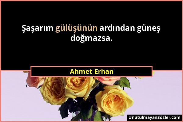 Ahmet Erhan - Şaşarım gülüşünün ardından güneş doğmazsa....
