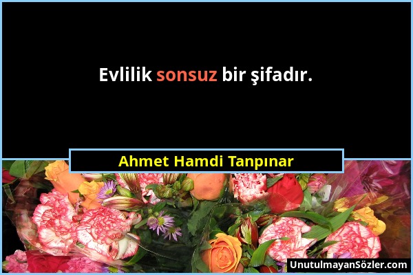 Ahmet Hamdi Tanpınar - Evlilik sonsuz bir şifadır....