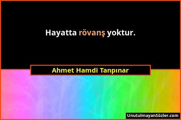 Ahmet Hamdi Tanpınar - Hayatta rövanş yoktur....