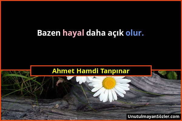 Ahmet Hamdi Tanpınar - Bazen hayal daha açık olur....
