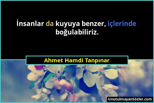Ahmet Hamdi Tanpınar - İnsanlar da kuyuya benzer, içlerinde boğulabiliriz....