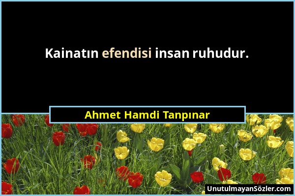 Ahmet Hamdi Tanpınar - Kainatın efendisi insan ruhudur....