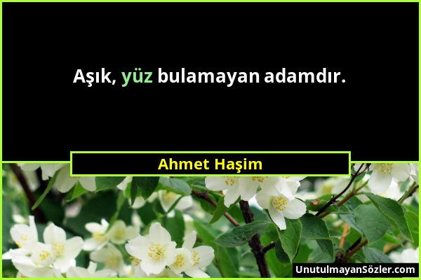 Ahmet Haşim - Aşık, yüz bulamayan adamdır....