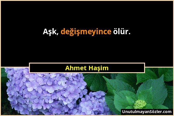 Ahmet Haşim - Aşk, değişmeyince ölür....