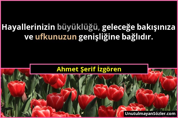 Ahmet Şerif İzgören - Hayallerinizin büyüklüğü, geleceğe bakışınıza ve ufkunuzun genişliğine bağlıdır....