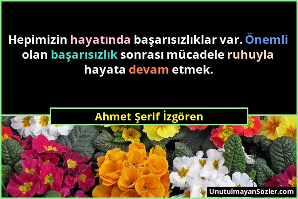 Ahmet Şerif İzgören - Hepimizin hayatında başarısızlıklar var. Önemli olan başarısızlık sonrası mücadele ruhuyla hayata devam etmek....