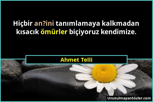 Ahmet Telli - Hiçbir an?ini tanımlamaya kalkmadan kısacık ömürler biçiyoruz kendimize....