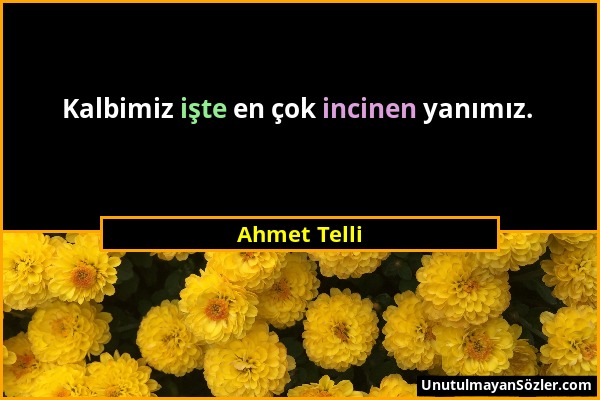 Ahmet Telli - Kalbimiz işte en çok incinen yanımız....