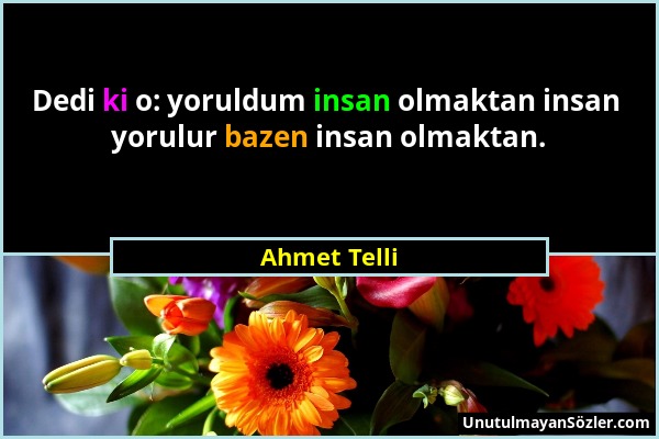 Ahmet Telli - Dedi ki o: yoruldum insan olmaktan insan yorulur bazen insan olmaktan....