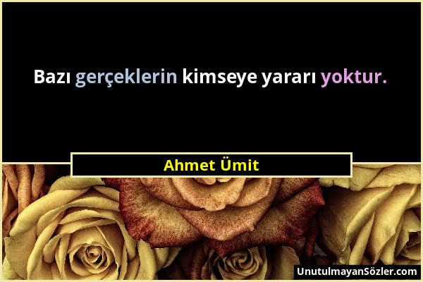 Ahmet Ümit - Bazı gerçeklerin kimseye yararı yoktur....