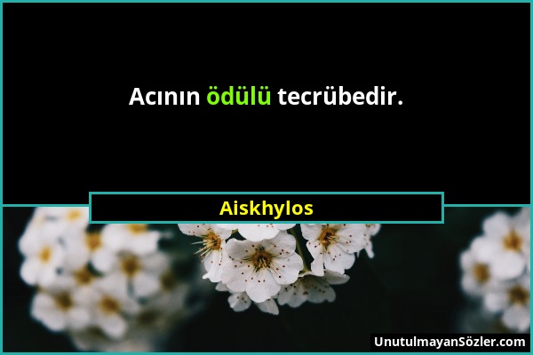 Aiskhylos - Acının ödülü tecrübedir....