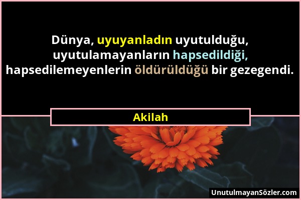 Akilah - Dünya, uyuyanladın uyutulduğu, uyutulamayanların hapsedildiği, hapsedilemeyenlerin öldürüldüğü bir gezegendi....