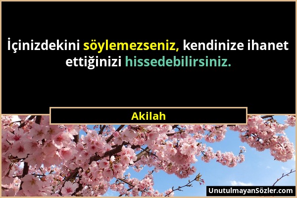 Akilah - İçinizdekini söylemezseniz, kendinize ihanet ettiğinizi hissedebilirsiniz....