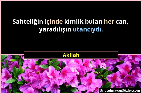 Akilah - Sahteliğin içinde kimlik bulan her can, yaradılışın utancıydı....