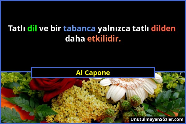 Al Capone - Tatlı dil ve bir tabanca yalnızca tatlı dilden daha etkilidir....