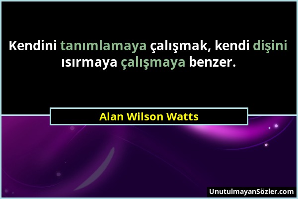Alan Wilson Watts - Kendini tanımlamaya çalışmak, kendi dişini ısırmaya çalışmaya benzer....