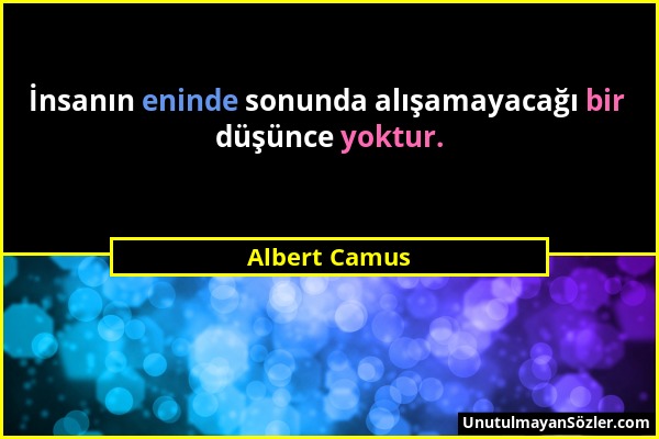 Albert Camus - İnsanın eninde sonunda alışamayacağı bir düşünce yoktur....