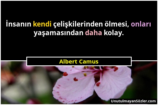 Albert Camus - İnsanın kendi çelişkilerinden ölmesi, onları yaşamasından daha kolay....