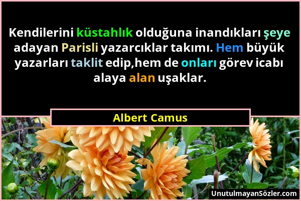 Albert Camus - Kendilerini küstahlık olduğuna inandıkları şeye adayan Parisli yazarcıklar takımı. Hem büyük yazarları taklit edip,hem de onları görev...