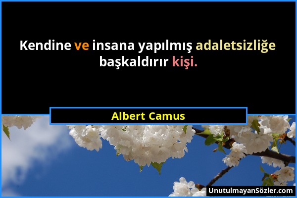 Albert Camus - Kendine ve insana yapılmış adaletsizliğe başkaldırır kişi....