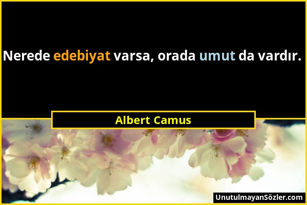 Albert Camus - Nerede edebiyat varsa, orada umut da vardır....