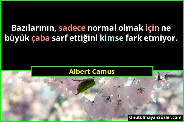 Albert Camus - Bazılarının, sadece normal olmak için ne büyük çaba sarf ettiğini kimse fark etmiyor....