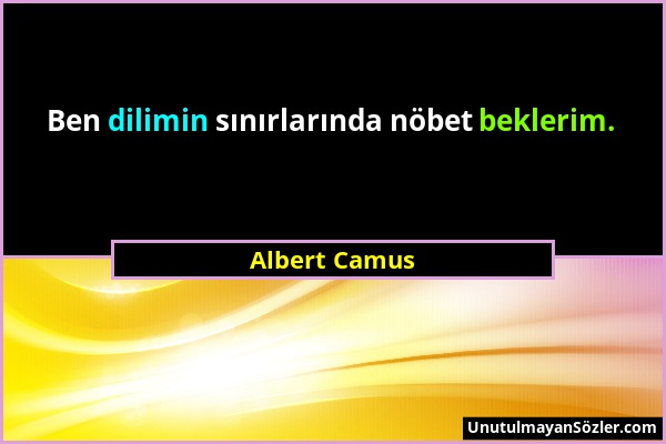 Albert Camus - Ben dilimin sınırlarında nöbet beklerim....