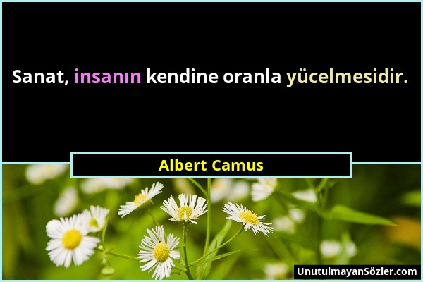Albert Camus - Sanat, insanın kendine oranla yücelmesidir....