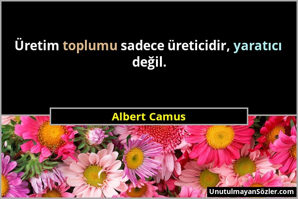 Albert Camus - Üretim toplumu sadece üreticidir, yaratıcı değil....