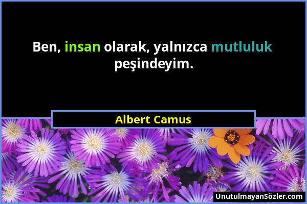 Albert Camus - Ben, insan olarak, yalnızca mutluluk peşindeyim....