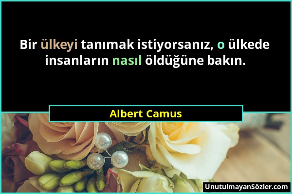 Albert Camus - Bir ülkeyi tanımak istiyorsanız, o ülkede insanların nasıl öldüğüne bakın....