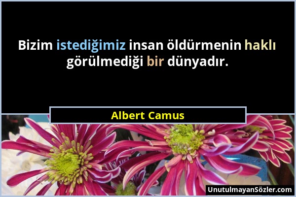 Albert Camus - Bizim istediğimiz insan öldürmenin haklı görülmediği bir dünyadır....