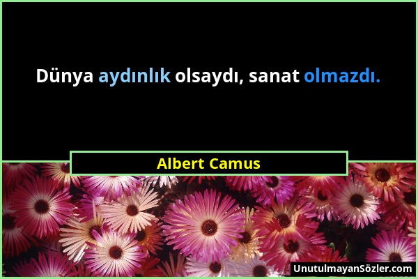 Albert Camus - Dünya aydınlık olsaydı, sanat olmazdı....