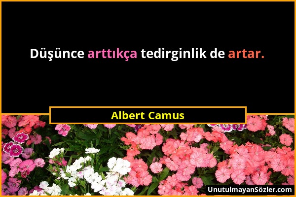 Albert Camus - Düşünce arttıkça tedirginlik de artar....