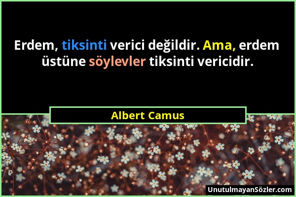 Albert Camus - Erdem, tiksinti verici değildir. Ama, erdem üstüne söylevler tiksinti vericidir....