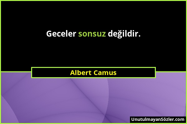 Albert Camus - Geceler sonsuz değildir....
